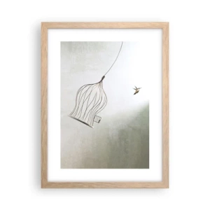 Plakat i ramme af lyst egetræ - I sit elementet - 30x40 cm