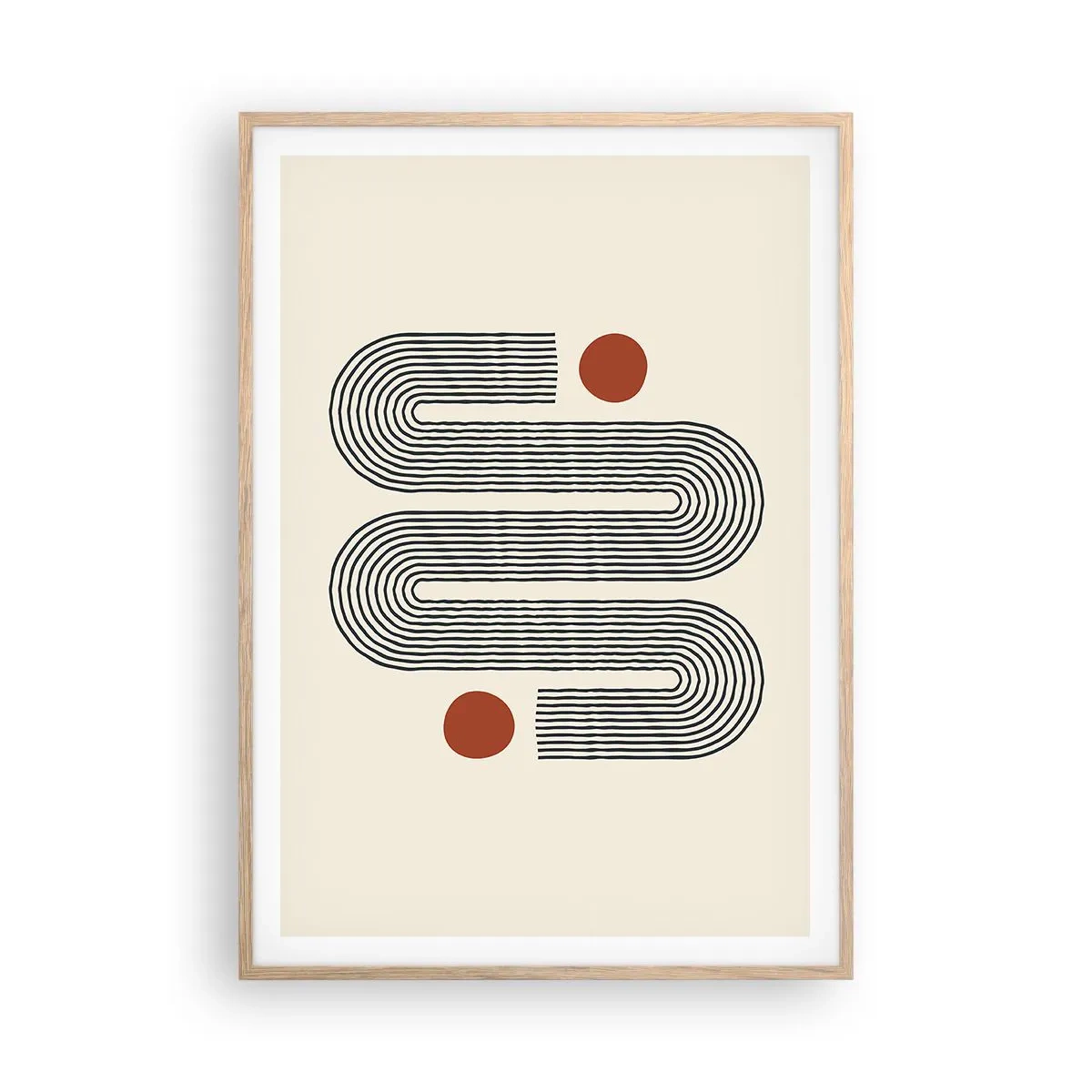 Plakat i ramme af lyst egetræ - Fra start til slut - 70x100 cm