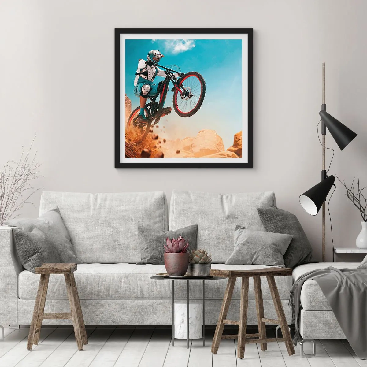 Plakat i sort ramme - Cykel-dæmonisk galskab - 40x40 cm