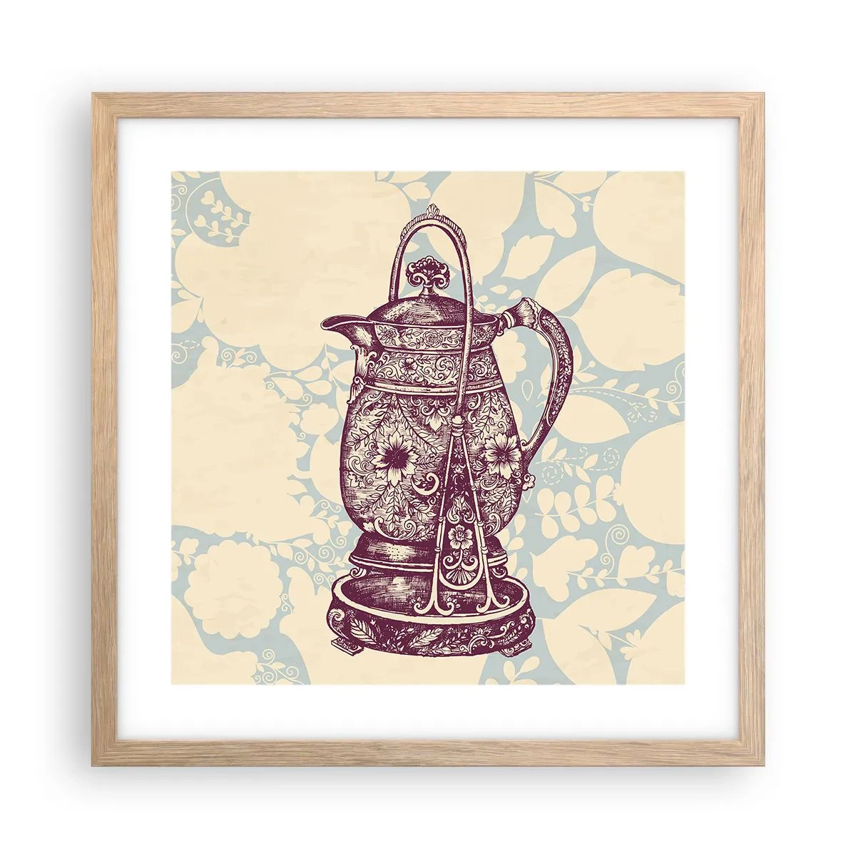 Plakat i ramme af lyst egetræ - Skønheden i hverdagslivet - 40x40 cm