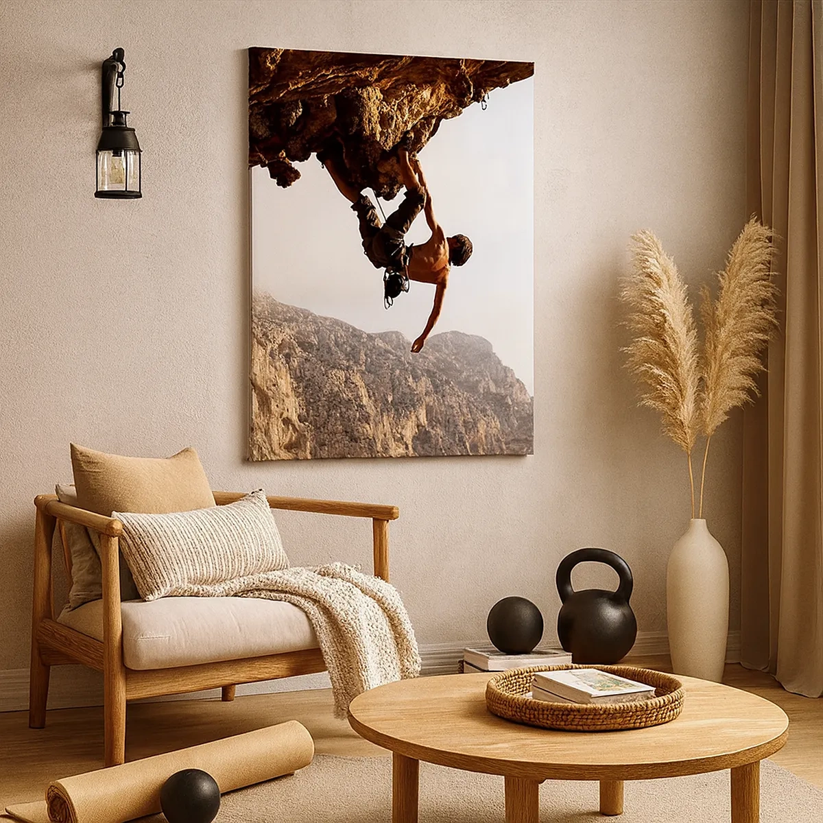 Lærredstryk - Billede på lærred - Verden skrumpede ind i en håndfuld på en klippeskrænt - 50x70 cm