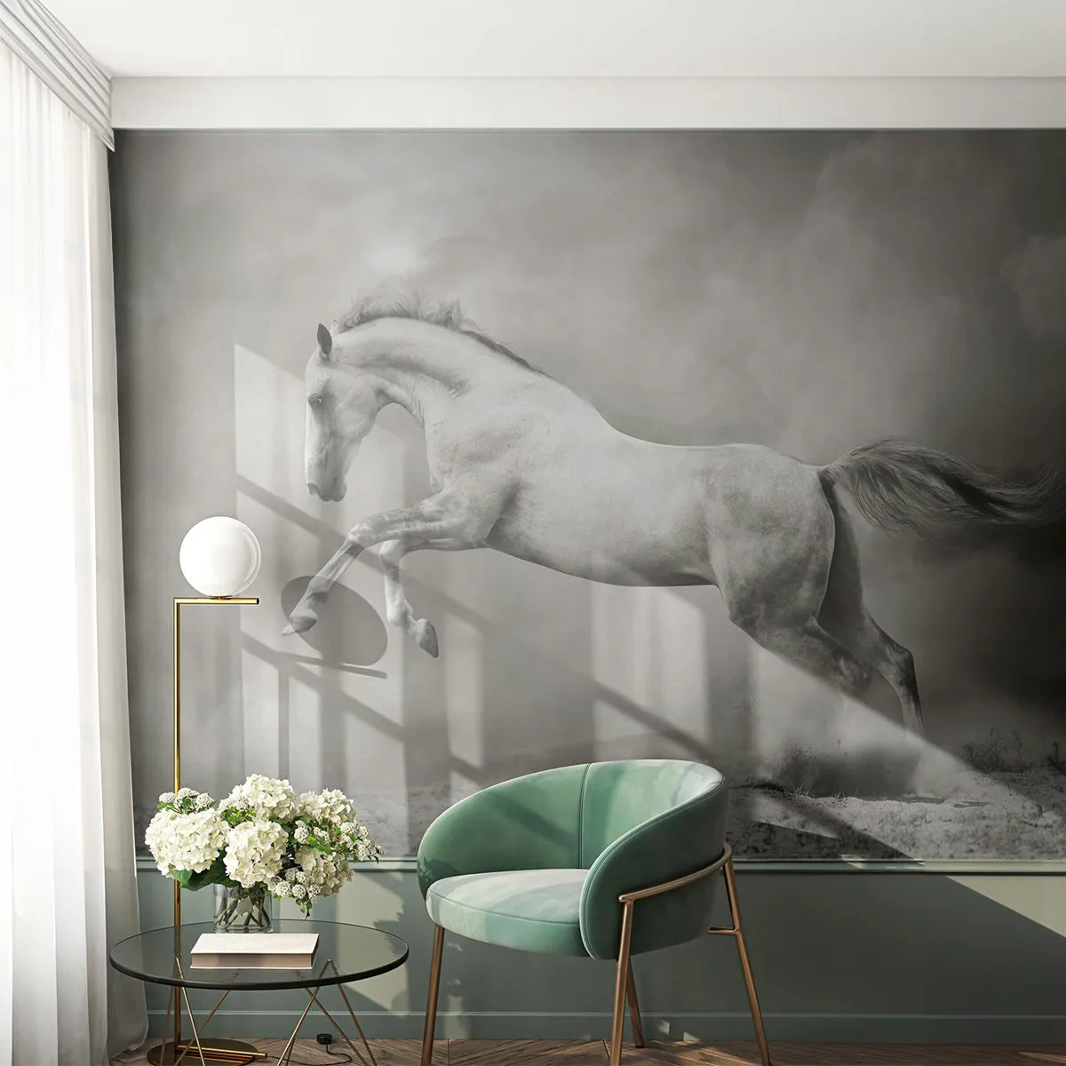 Fototapet Selvklæbende Deluxe Sticker - Mellem vågenhed og drømme - Dyr, Hest, Natur - 450x315 cm