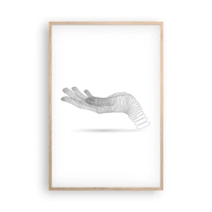 Plakat i ramme af lyst egetræ - Fjedrende hånd - 61x91 cm