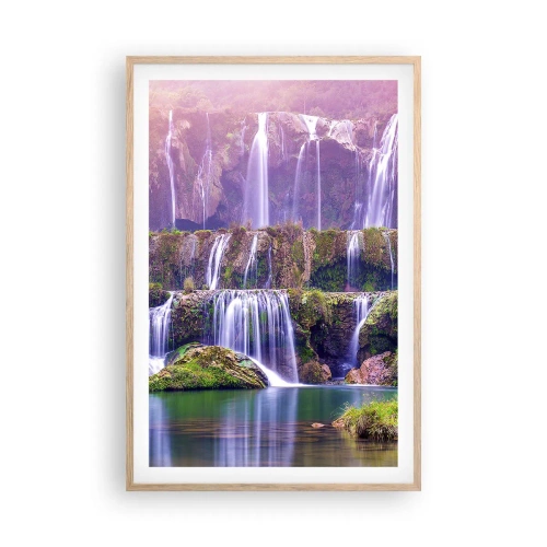 Plakat i ramme af lyst egetræ - Trappe til himlen - 61x91 cm