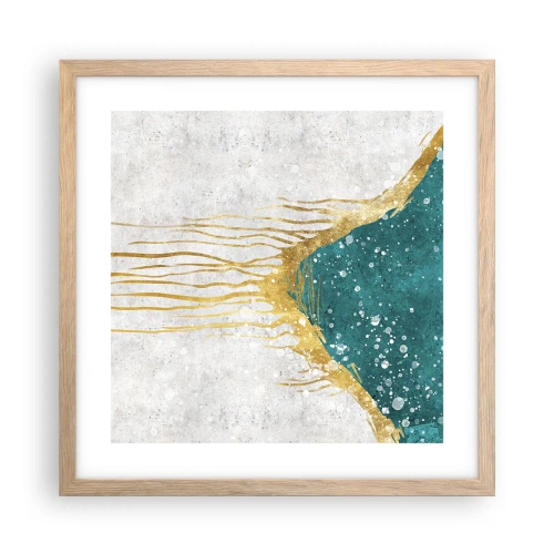 Plakat i ramme af lyst egetræ - Gyldent tidevand - 40x40 cm