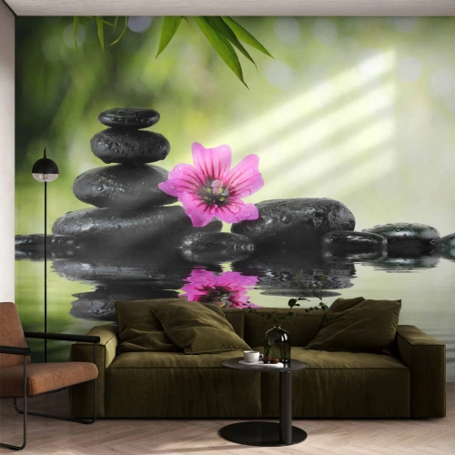 Fototapet Premium Canvas - Tid til sjælen - Blomst, Kultur, Bambus - 250x175 cm