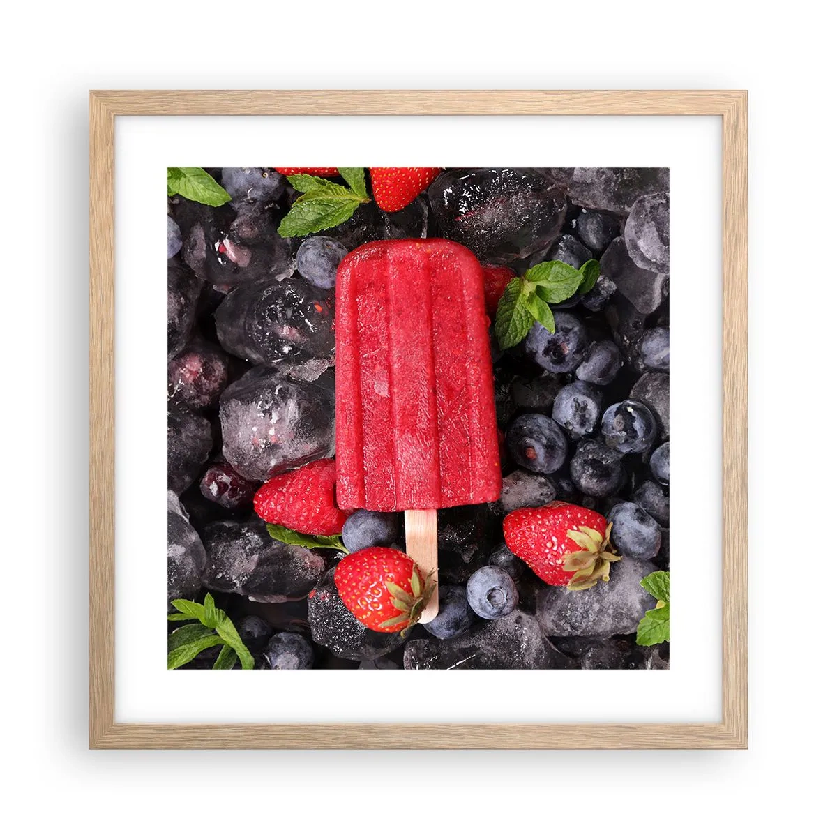 Plakat i ramme af lyst egetræ - En smag af varm sommer - 40x40 cm