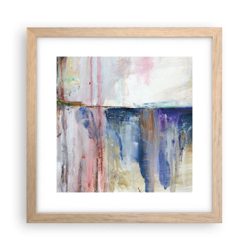 Plakat i ramme af lyst egetræ - Farverige indtryk og associationer - 30x30 cm