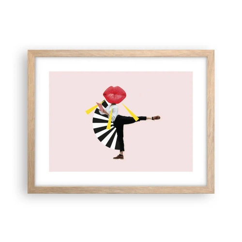 Plakat i ramme af lyst egetræ - Surrealistisk popkunst - 40x30 cm