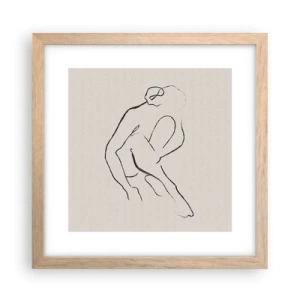 Plakat i ramme af lyst egetræ - Intim skitse - 30x30 cm