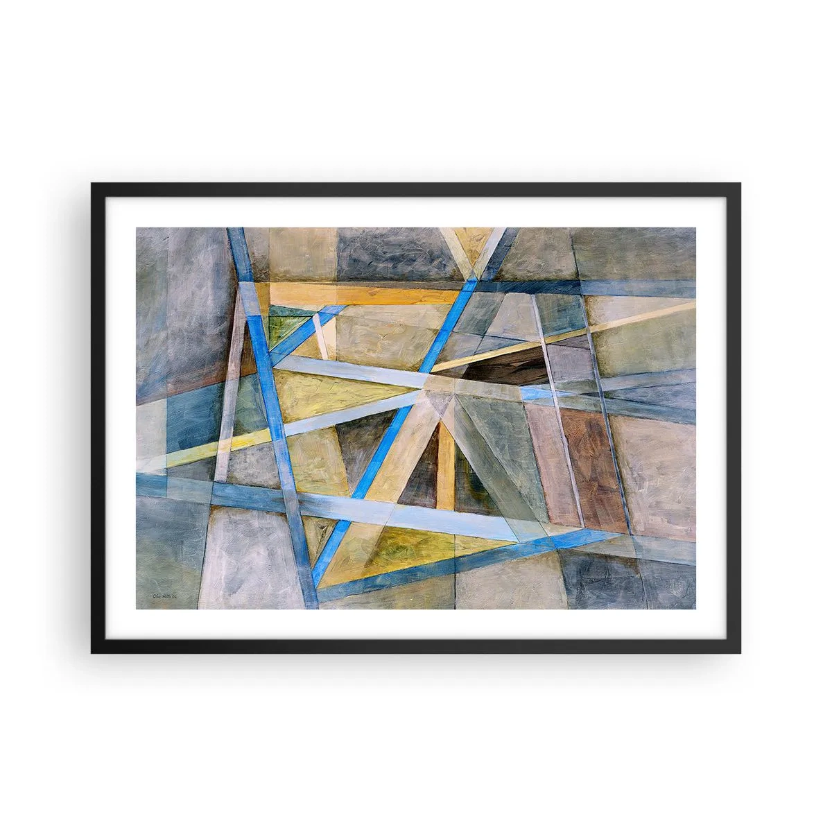 Plakat i sort ramme - Lige eller skråt? - 70x50 cm