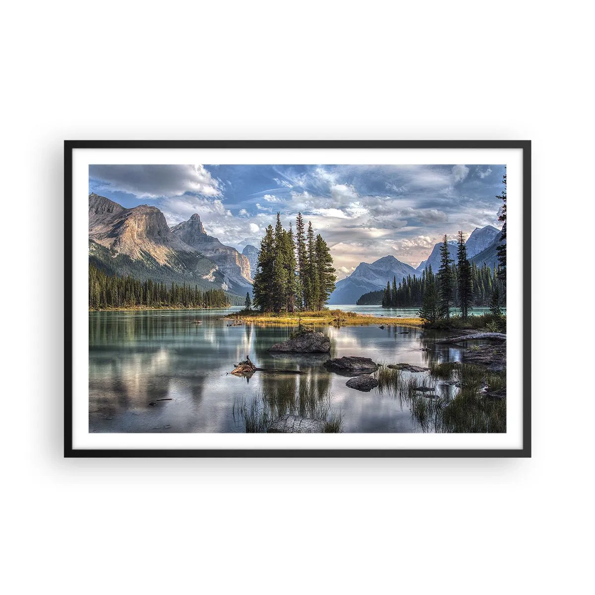 Plakat i sort ramme - Over store og klare vande… - 91x61 cm