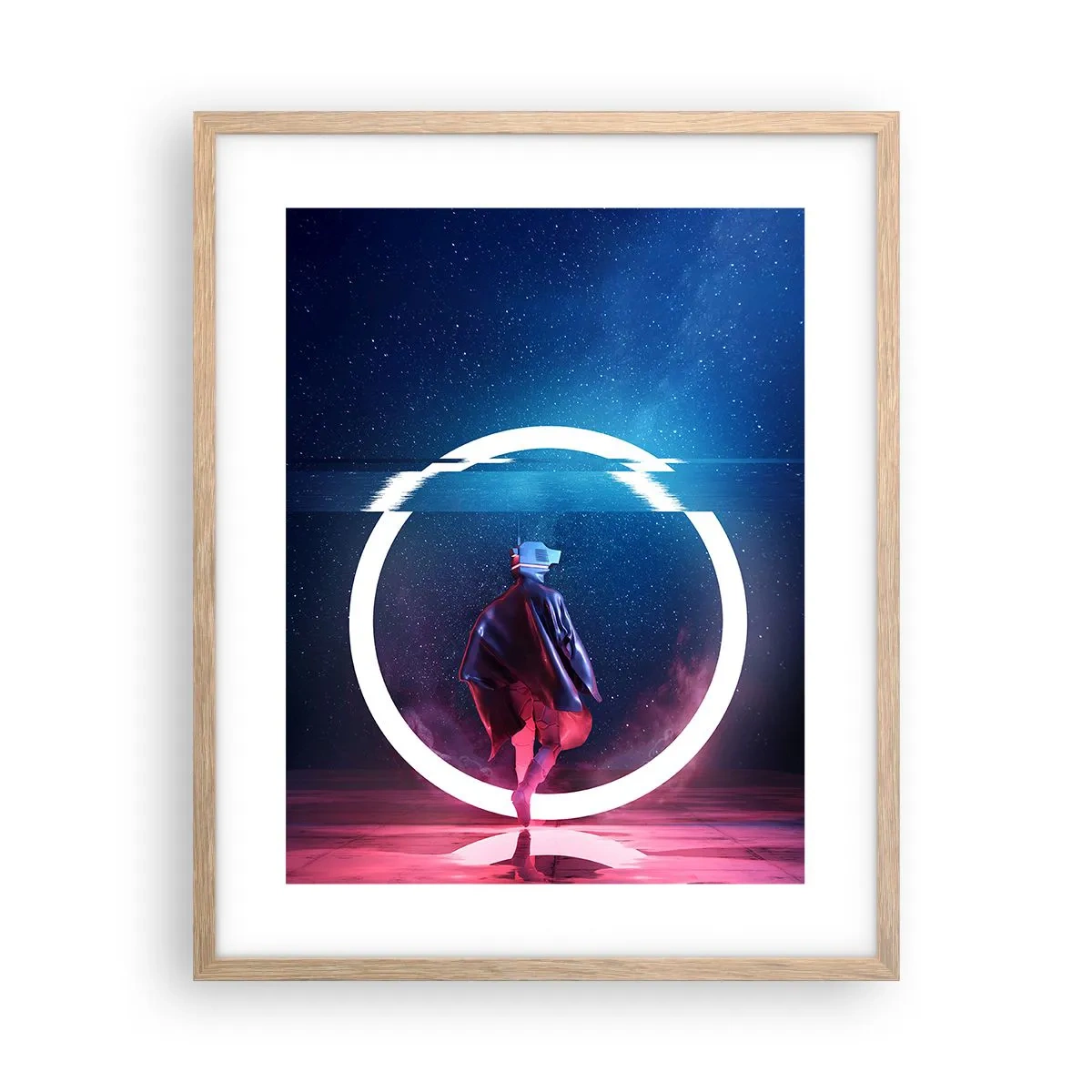 Plakat i ramme af lyst egetræ - Mellem verdener - 40x50 cm