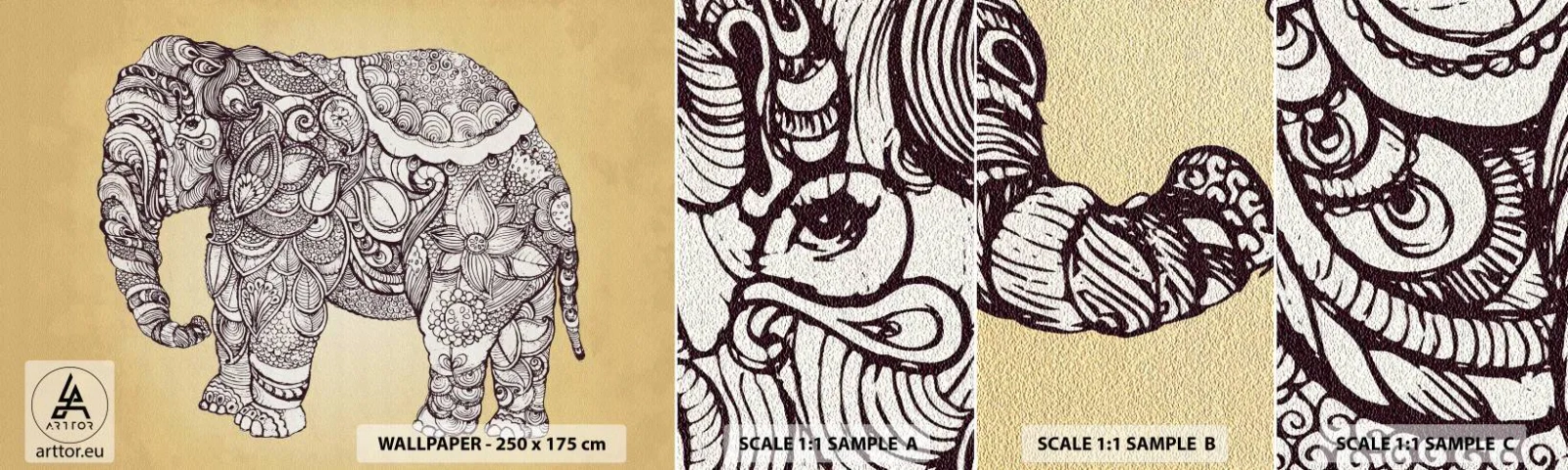 Prøve Fototapet Selvklæbende Deluxe Sticker - Elefanten er blevet blind - Elefant, indisk, Dyr - 100x30 cm