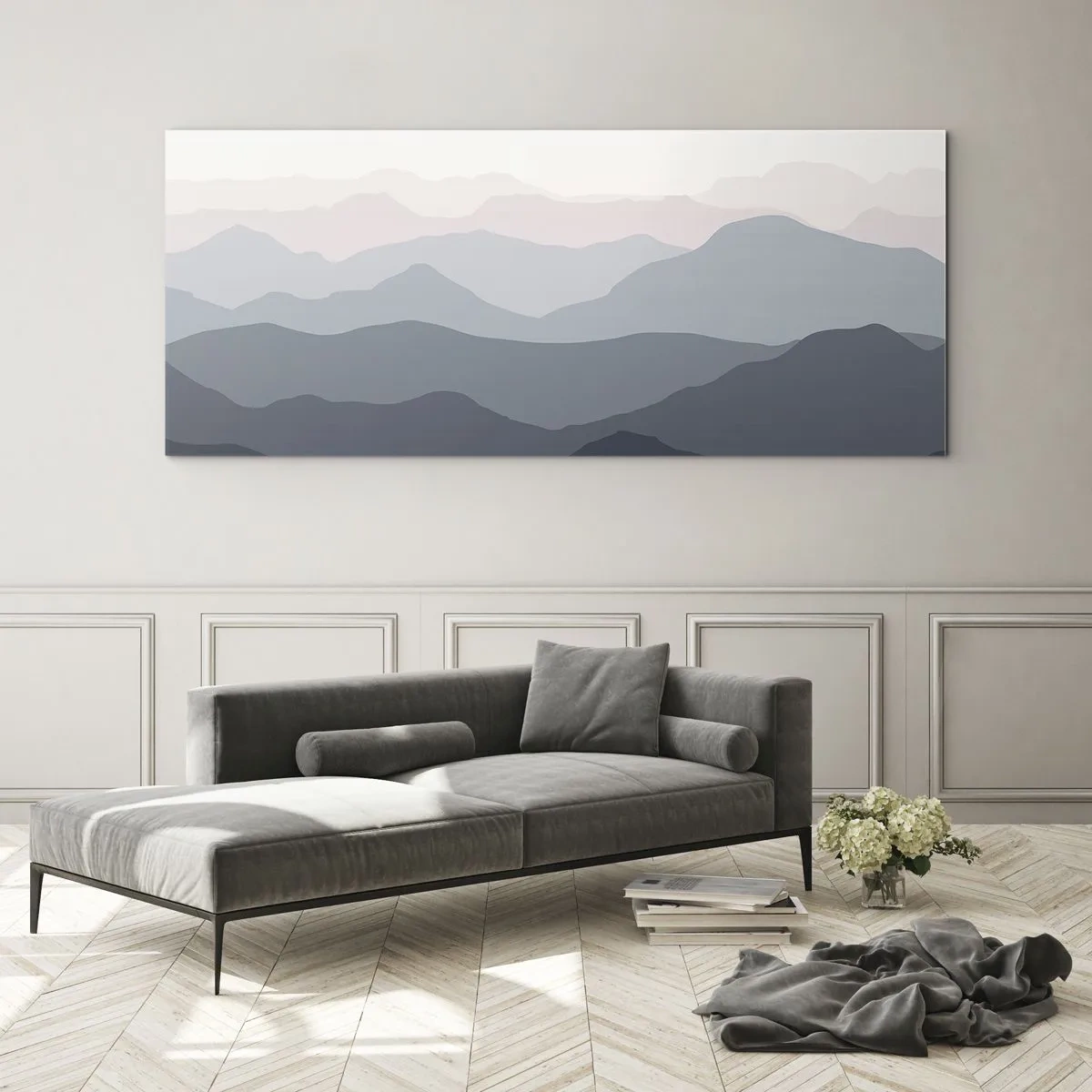 Billede på glas - Bølger af bjerge - 100x40 cm