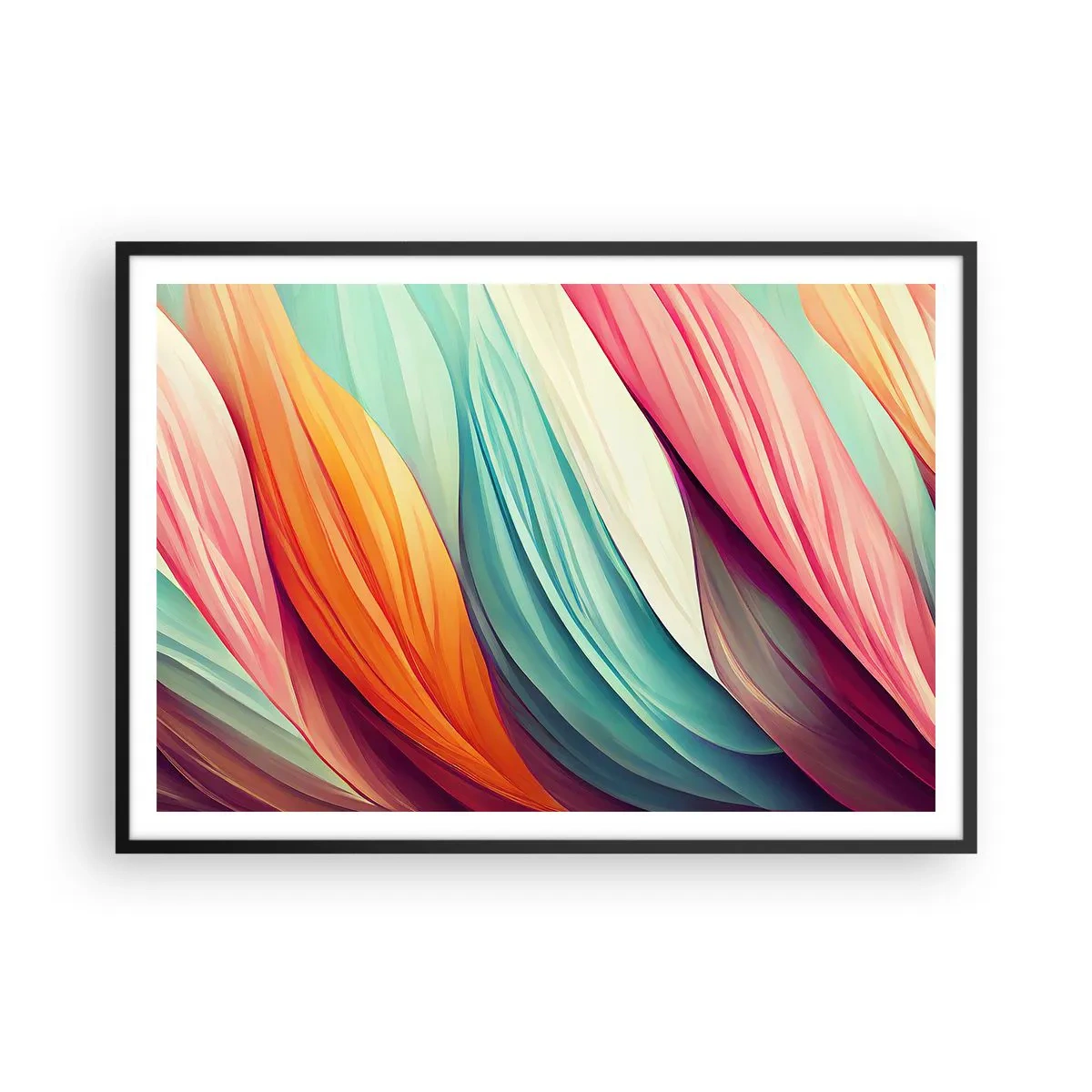 Plakat i sort ramme - Regnbuevævning - 100x70 cm