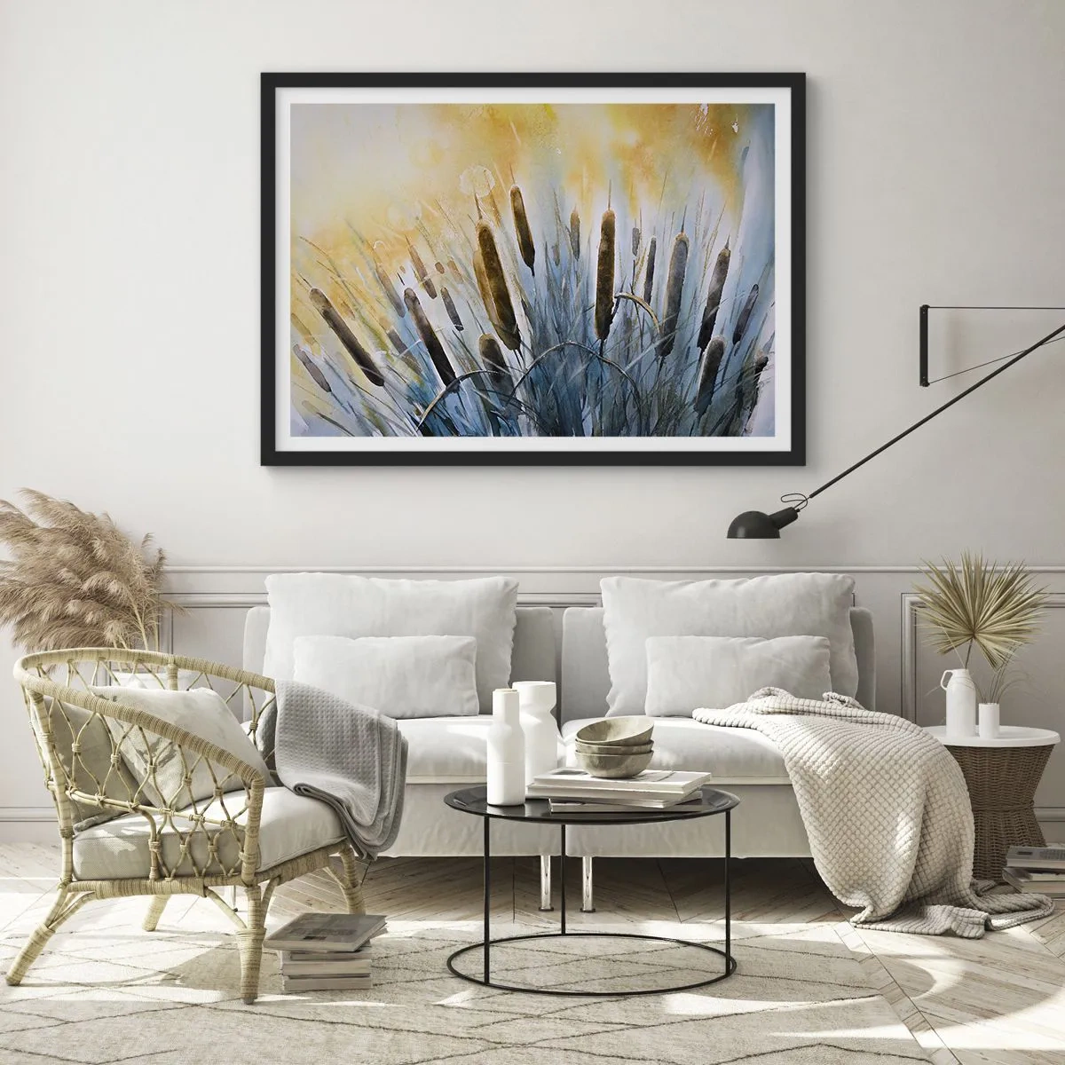 Plakat i sort ramme - Vandets kulde, solens varme - 70x50 cm