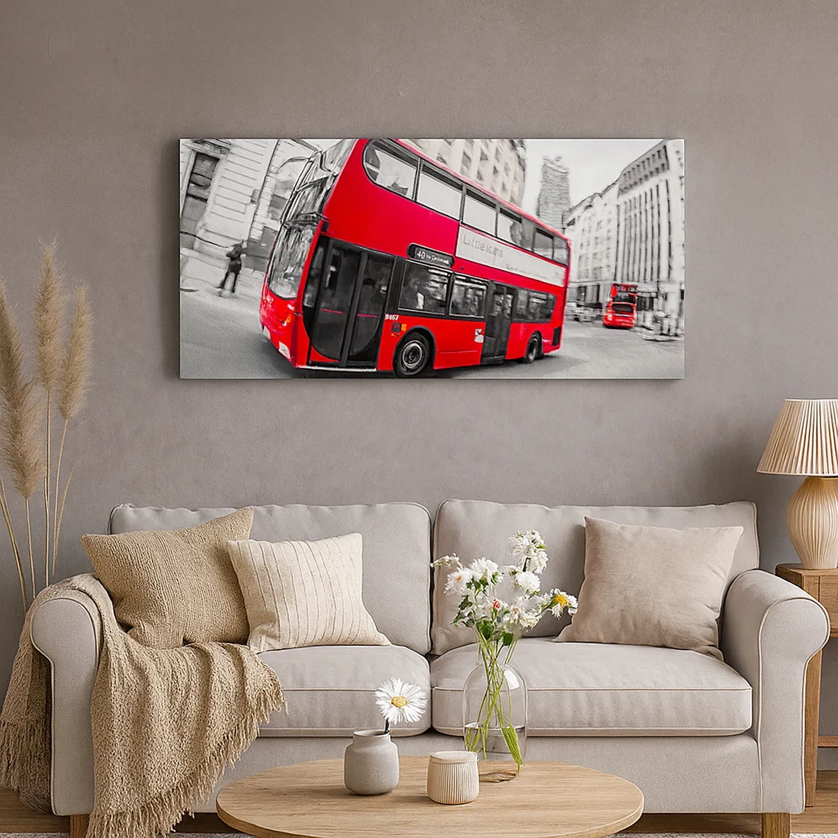 Lærredstryk - Billede på lærred - London traditionelt - by bus - 30x30 cm