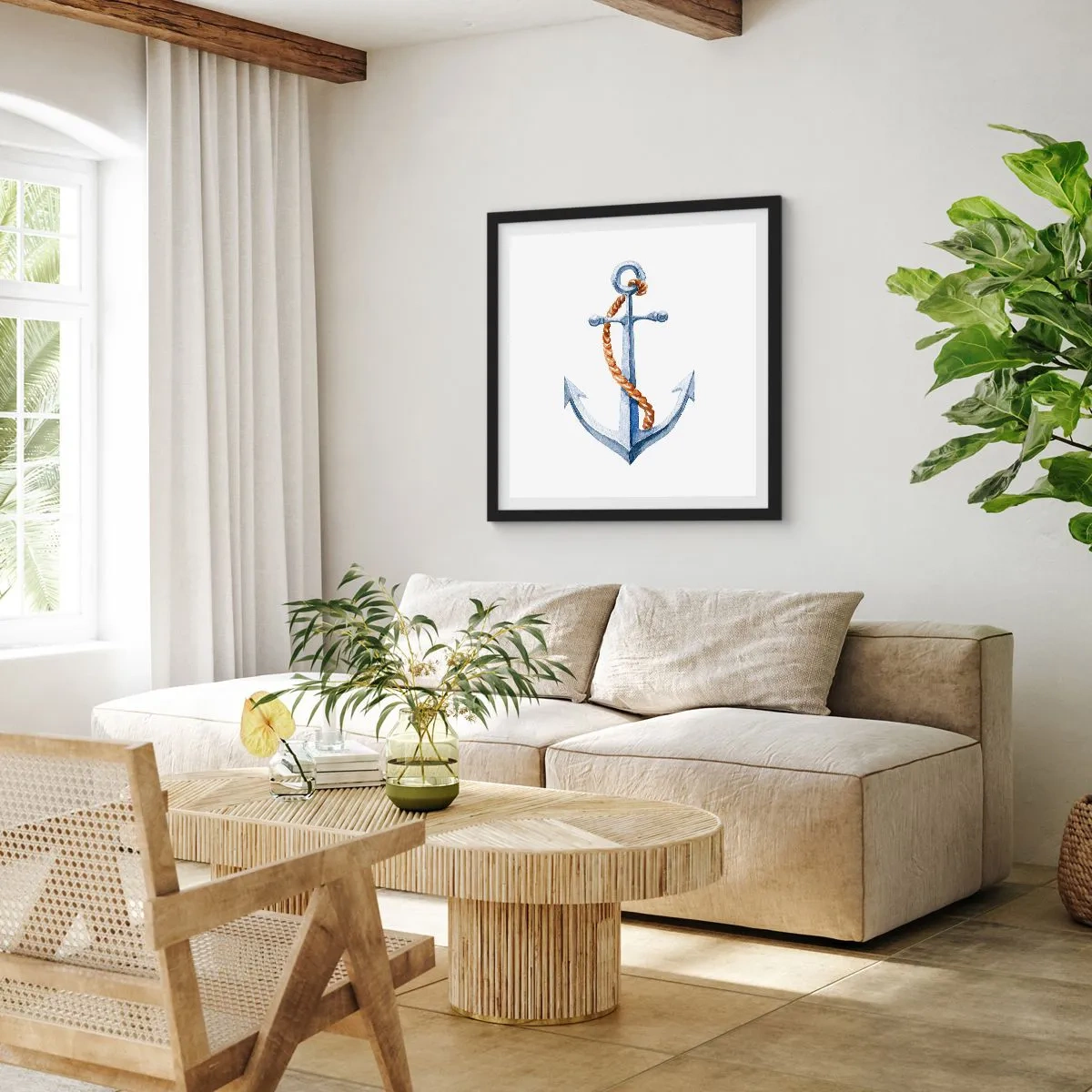 Plakat i sort ramme - Ahoj eventyr! - 40x40 cm