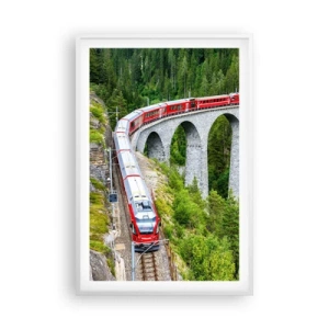 Plakat i hvid ramme - Udsigt over bjergene til gengæld - 61x91 cm