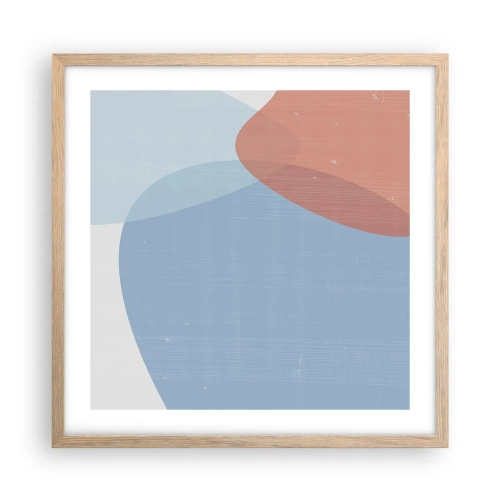Plakat i ramme af lyst egetræ - Pastelfarvede relationer - 50x50 cm