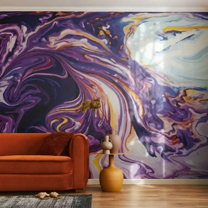 Fototapet Selvklæbende Deluxe Sticker - Rummets bøjning i lilla - Abstraktion, Stykke, Moderne mønster - 100x70 cm