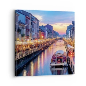 Lærredstryk - Billede på lærred - En aften med lys og sjov - 30x30 cm