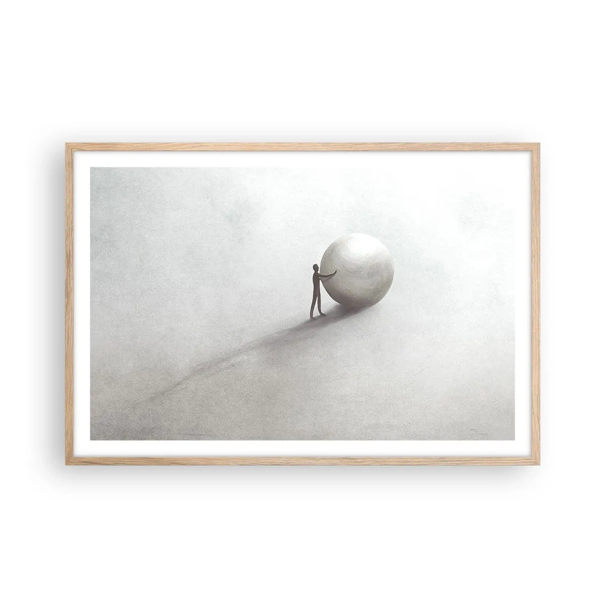 Plakat i ramme af lyst egetræ - Livets spil - 91x61 cm