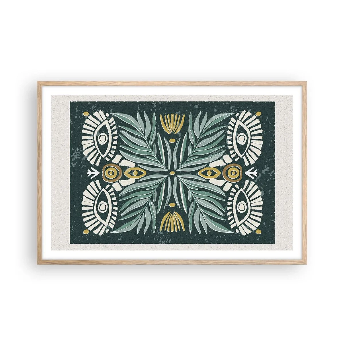Plakat i ramme af lyst egetræ - Som en folkeudskæring - 91x61 cm