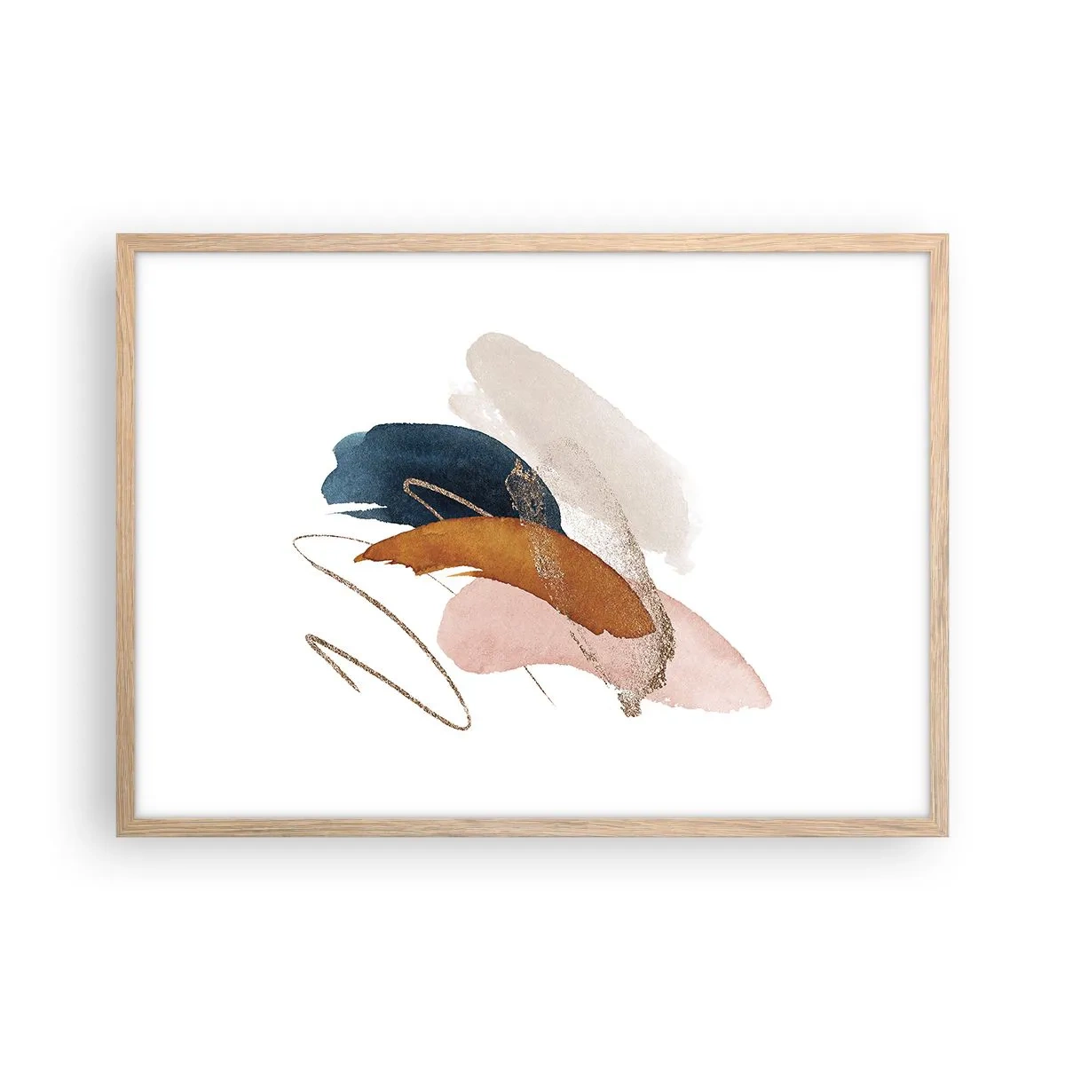 Plakat i ramme af lyst egetræ - Bevinget sammensætning - 70x50 cm
