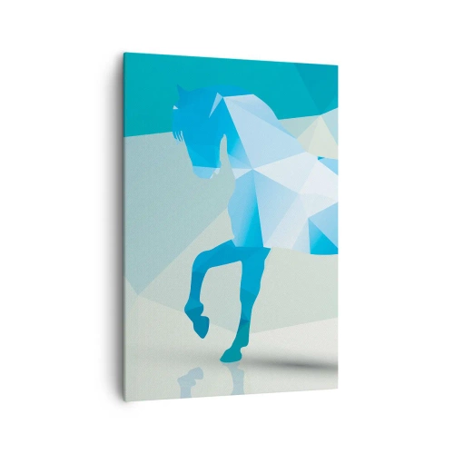 Lærredstryk - Billede på lærred - Geometrisk hest i turkis - 70x100 cm