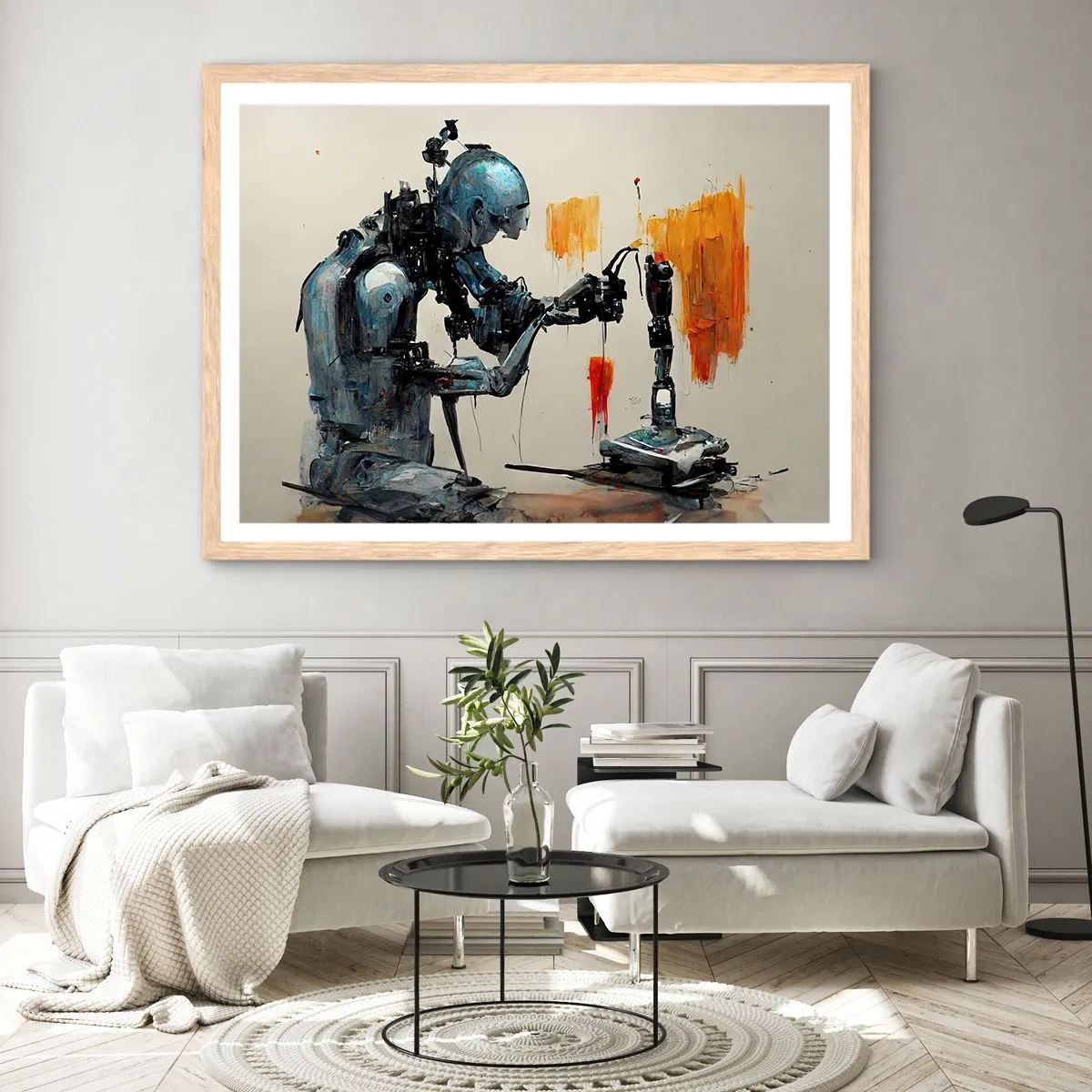 Plakat i ramme af lyst egetræ - Kommer i morgen... - 70x50 cm