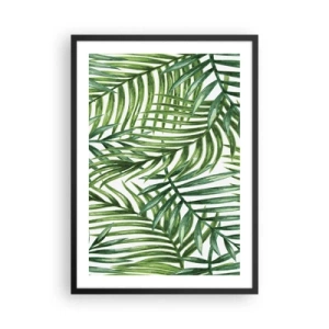 Plakat i sort ramme - Palmer i et minimalistisk botanisk mønster - 50x70cm - Under det grønne baldakin - Moderne vægdekoration til stue og soveværelse ARTTOR