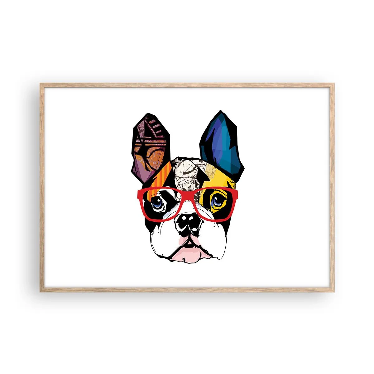 Plakat i ramme af lyst egetræ - Intellektuel - 100x70 cm