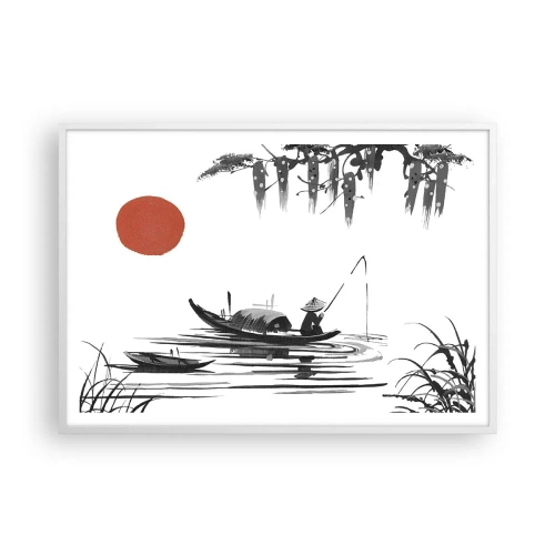 Plakat i hvid ramme - En asiatisk eftermiddag - 100x70 cm