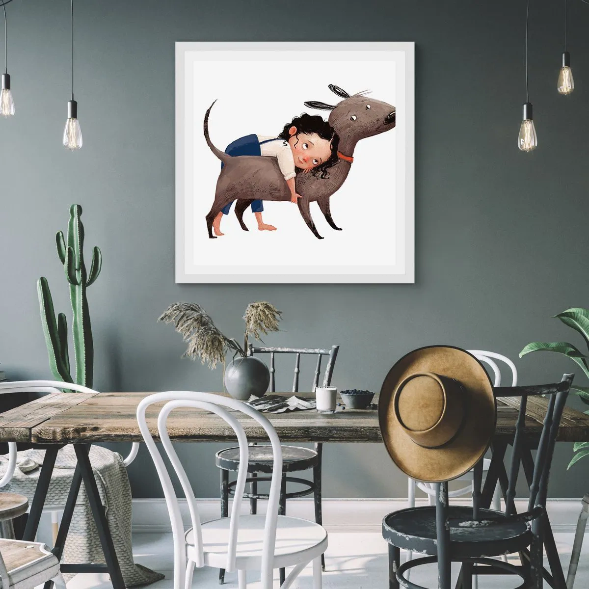 Plakat i hvid ramme - Bedste venner - 30x30 cm