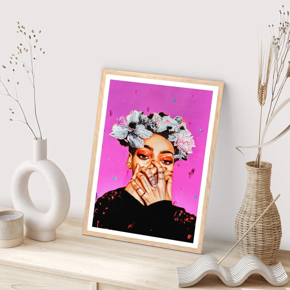 Plakat i ramme af lyst egetræ - En smule skør - 61x91 cm