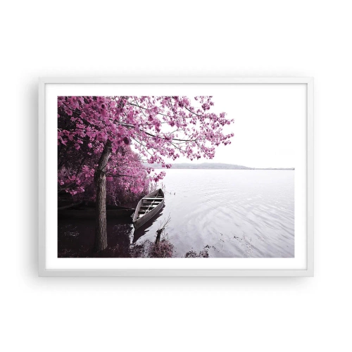 Plakat i hvid ramme - I lyserød stilhed - 70x50 cm