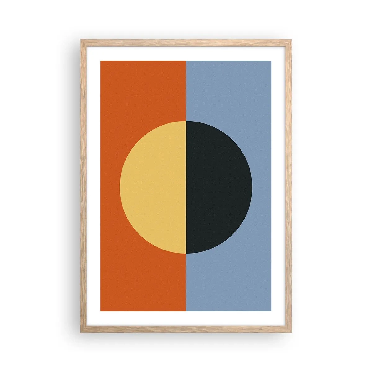 Plakat i ramme af lyst egetræ - En sammensætning af varme og kølighed - 50x70 cm