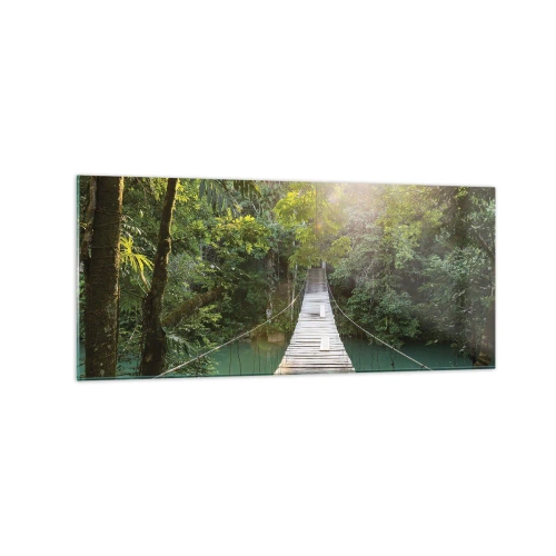 Billede på glas - Over det azurblå vand til den azurblå skov - 120x50 cm