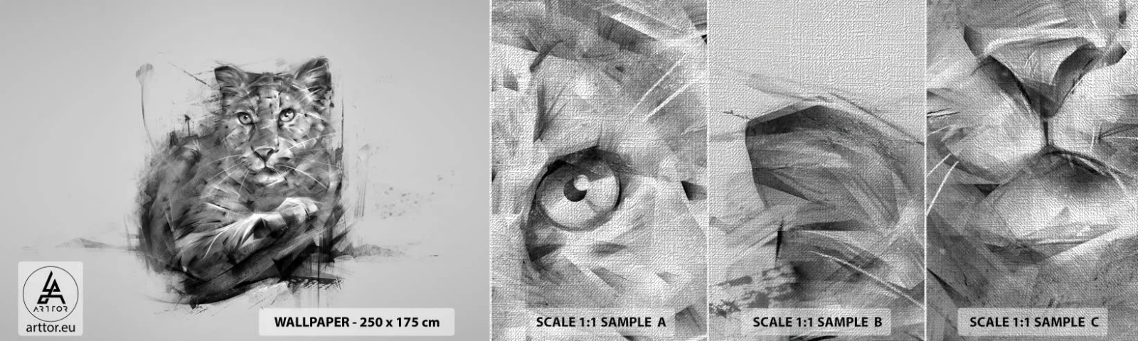 Prøve Fototapet Premium Canvas - Ja, jeg lytter godt efter - Panter, Dyr, Vild kat - 100x30 cm