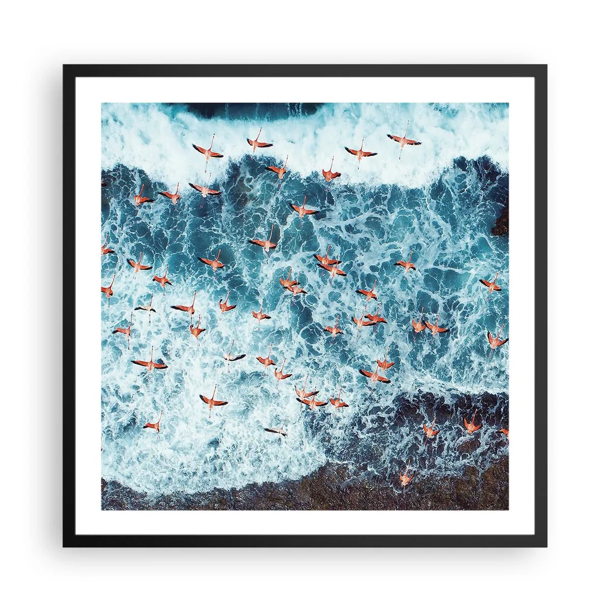 Plakat i sort ramme - Parade ved havet - 60x60 cm
