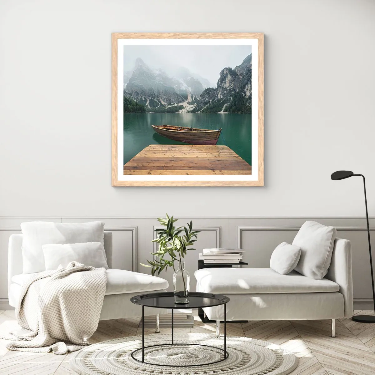 Plakat i ramme af lyst egetræ - "Og stolte pander" - 40x40 cm