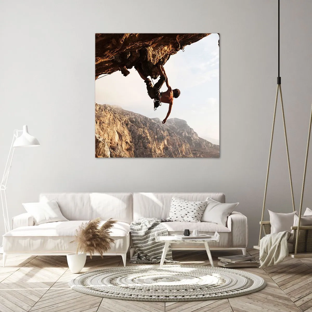 Lærredstryk - Billede på lærred - Verden skrumpede ind i en håndfuld på en klippeskrænt - 40x40 cm