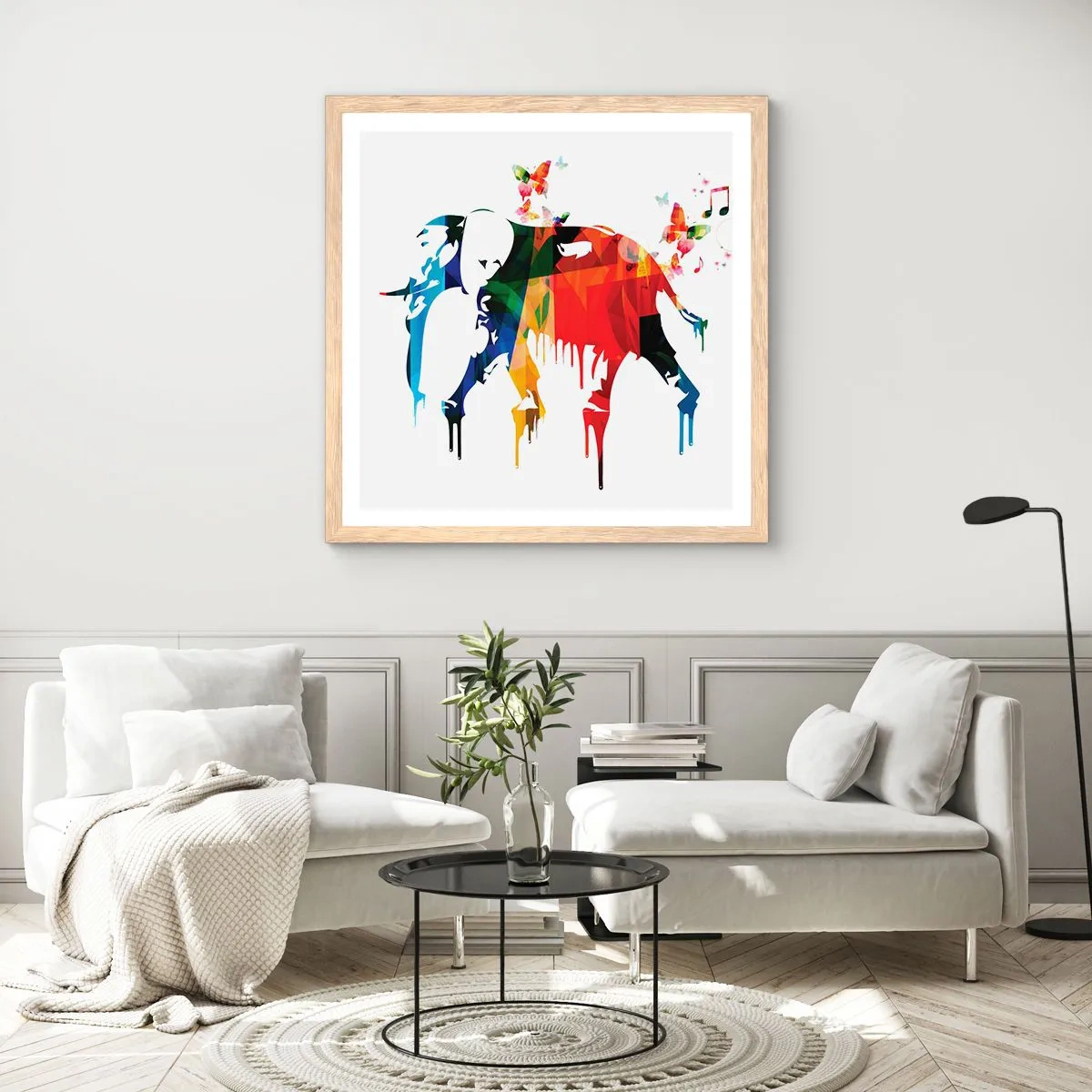 Plakat i ramme af lyst egetræ - Alle kan danse - 40x40 cm