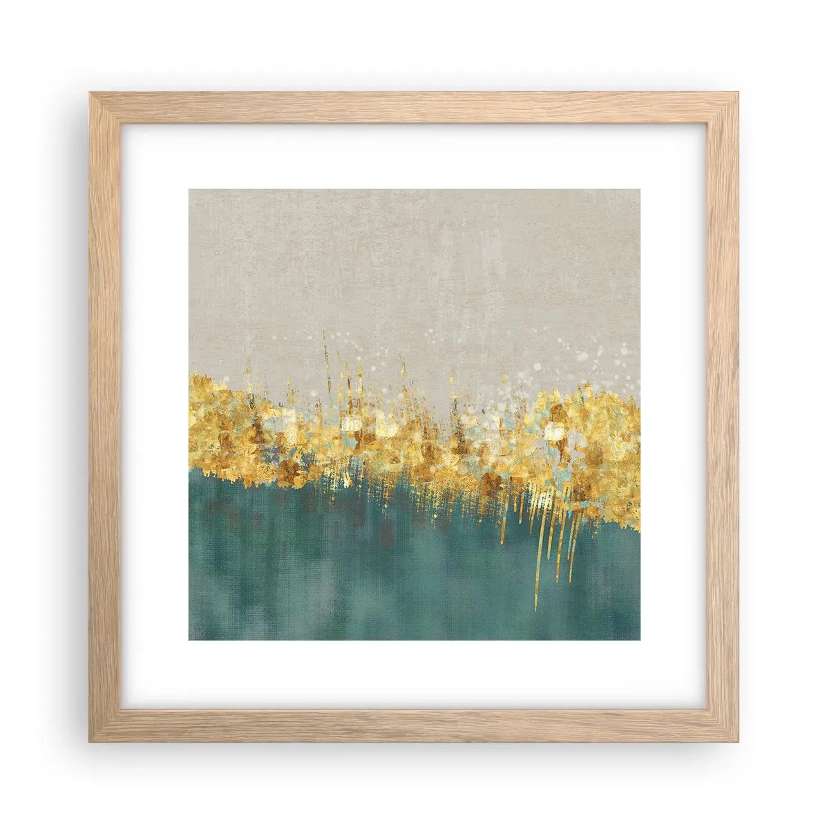 Plakat i ramme af lyst egetræ - Den gyldne grænse - 30x30 cm