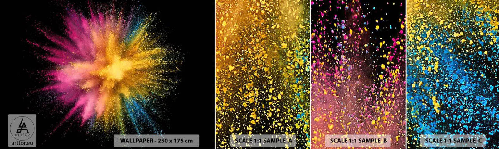 Prøve Fototapet Selvklæbende Deluxe Sticker - Farvernes fødsel - Abstraktion, Stykke, Fantasi - 100x30 cm