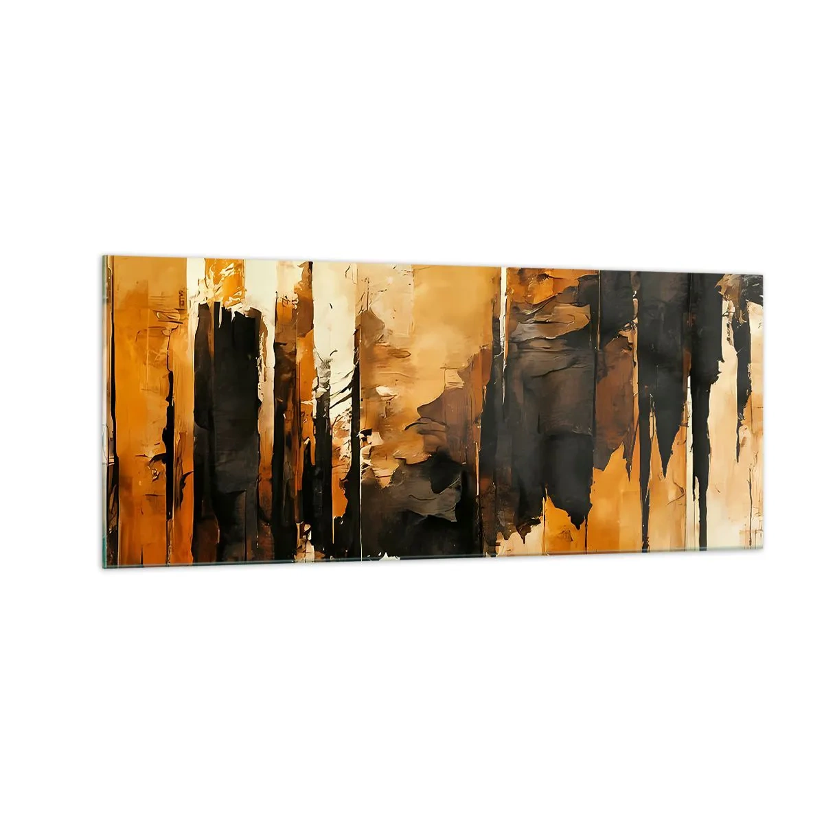 Billede på glas - Harmoni af sort og guld - 100x40 cm