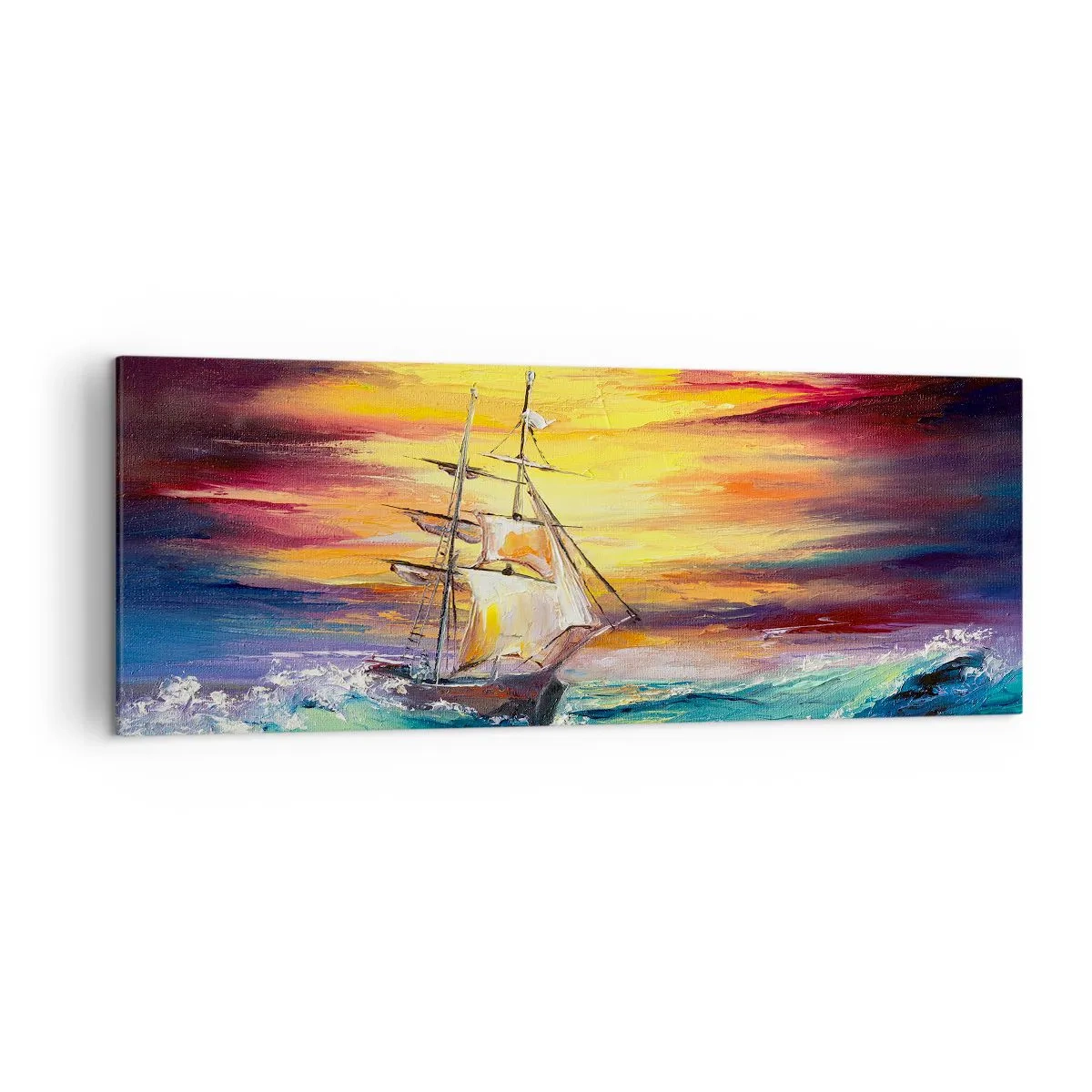 Lærredstryk - Billede på lærred - At trodse bølgerne - 140x50 cm