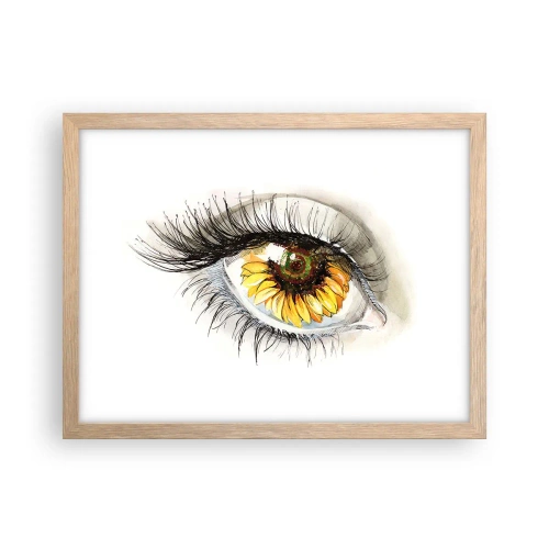 Plakat i ramme af lyst egetræ - Et look lige så varmt som sommeren - 40x30 cm